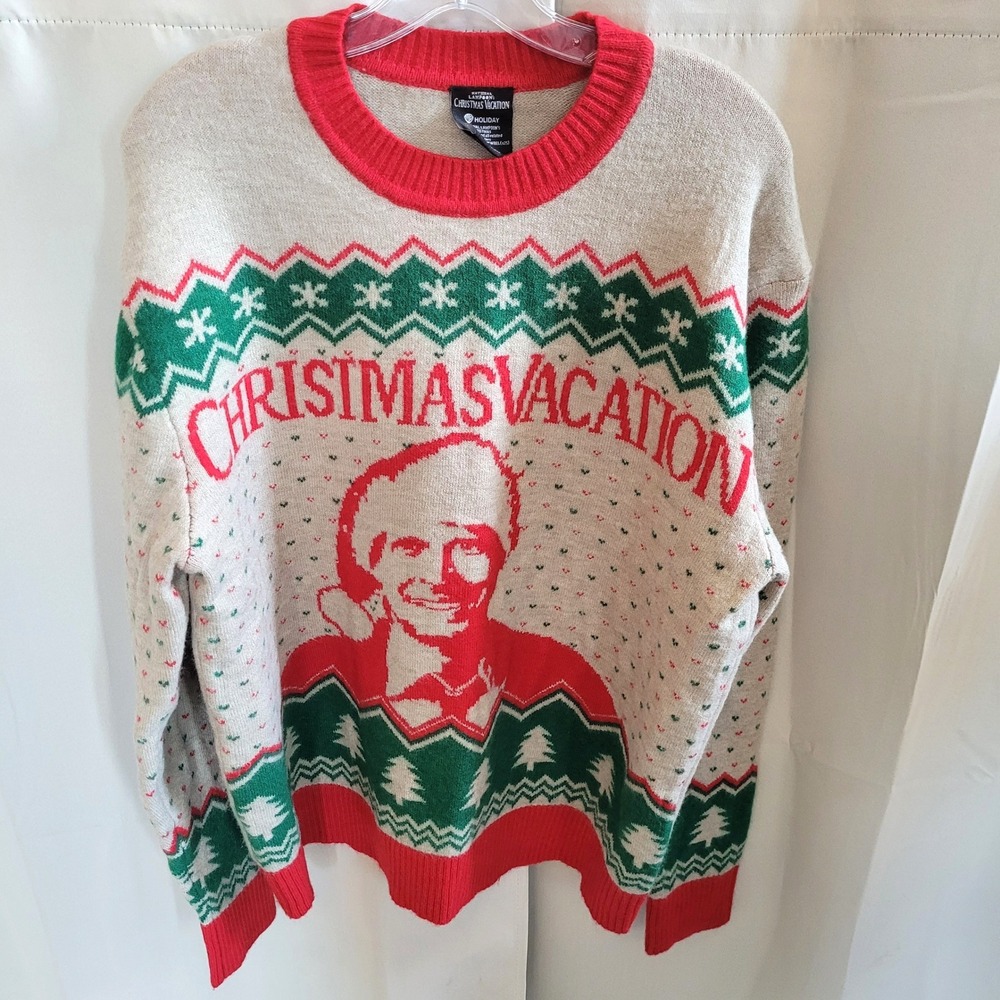 National Lampoons Christmas Vacation Sweater Large Griswold Wool Blend 21583